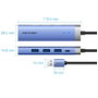 Vention Hub USB 3.0 TgfSb con 3 puertos USB, 1 RJ45 y 1 USB Tipo-C PD